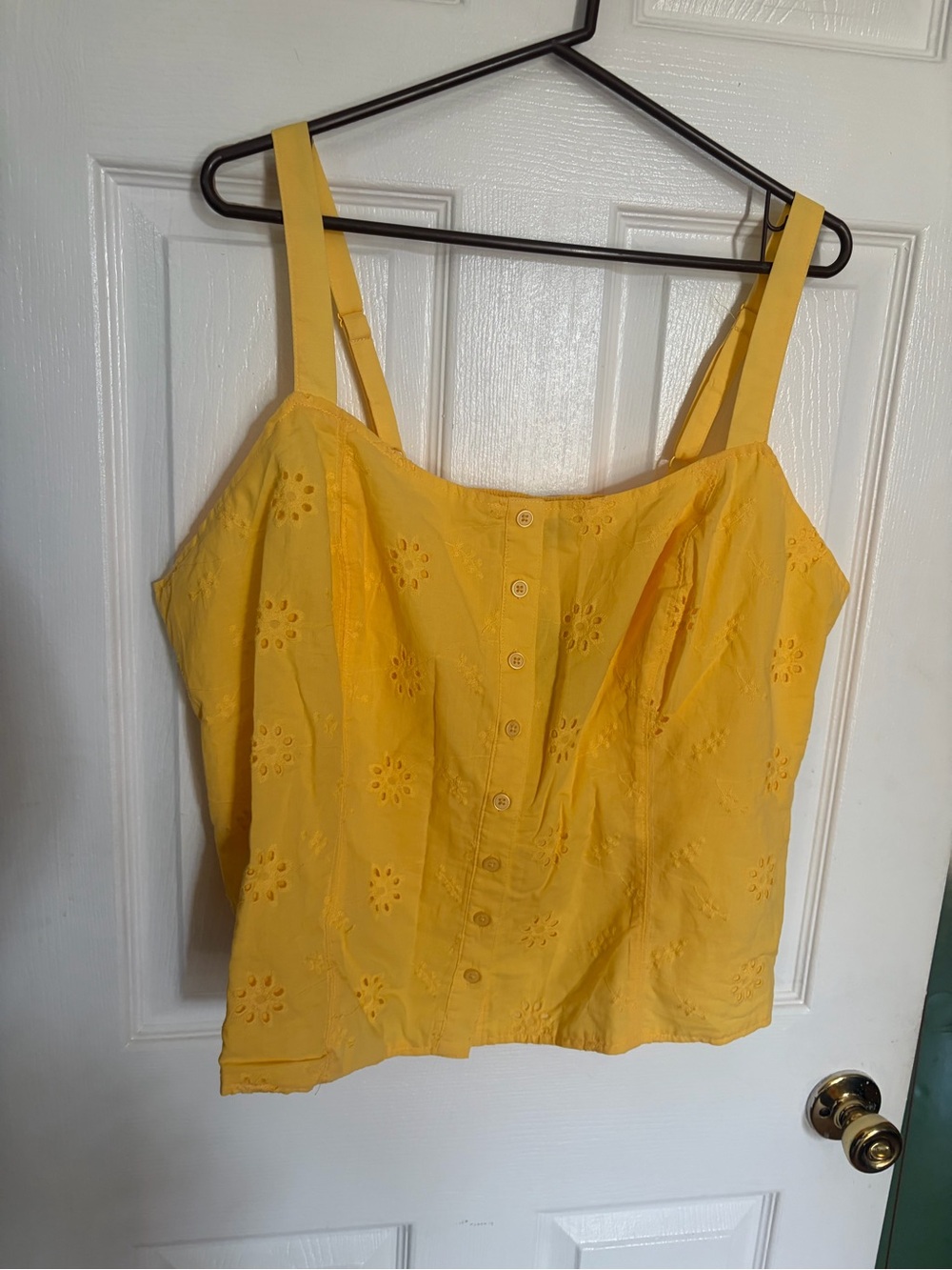 NWT Torrid Women's Plus 2X Yellow Square Neck Cotton Woven Smocked Top